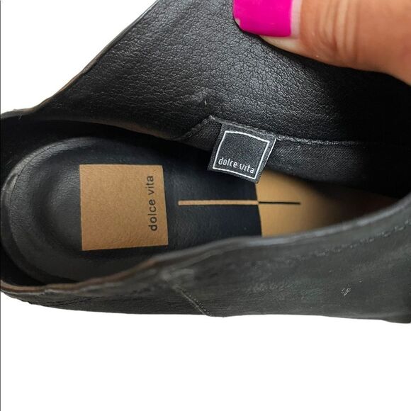 Dolce Vita Womens Size 9.5 Black Suede Block Heel Open Toe Slip On Sandal Shoes - Picture 6 of 9